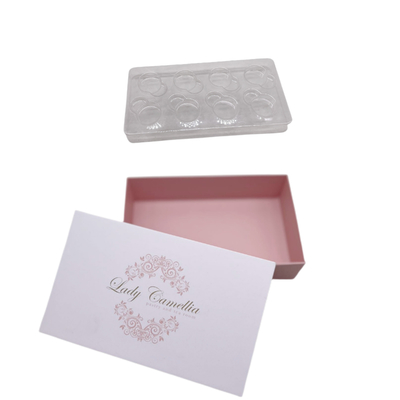 Boîte d'emballage de cadeau de chocolat de boîte de papier doux de 8 pcs avec l'intérieur clair en plastique