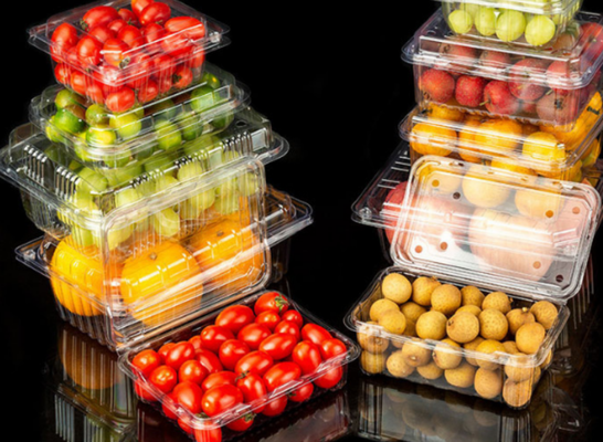 Des boîtes à fruits, des boîtes d'emballage de viande, des boîtes d'emballage de légumes, des plateaux pour semis, des pots de fleurs en plastique, des boîtes de restauration rapide, ainsi que des boîtes transparentes en PVC, en PP et en PET et des boîtes imprimées.
