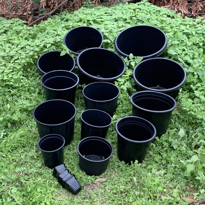 Des pots de fleurs noires de 3 gallons en plastique durable