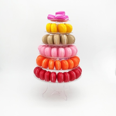 6 niveaux de couche Macaron Tower 10 niveaux Macaron Tower Stand avec fond acrylique