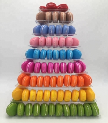 9 étages d'emballage en plastique carré Macaron Tour Stand Display Pour l'emballage alimentaire à emporter français
