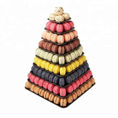 9 étages d'emballage en plastique carré Macaron Tour Stand Display Pour l'emballage alimentaire à emporter français