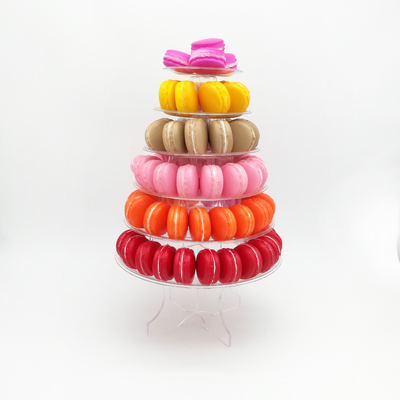 Ronde recyclée 6 étages Macaron Tour Stand avec fond