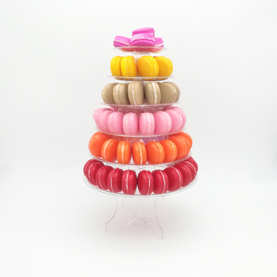 Ronde recyclée 6 étages Macaron Tour Stand avec fond