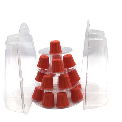 Mini plastique clair 4 niveaux Canele Tour Stand pour l'affichage Canele / macaron et décoration de gâteau