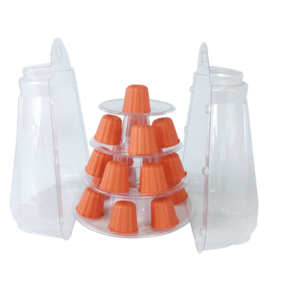 Mini plastique clair 4 niveaux Canele Tour Stand pour l'affichage Canele / macaron et décoration de gâteau