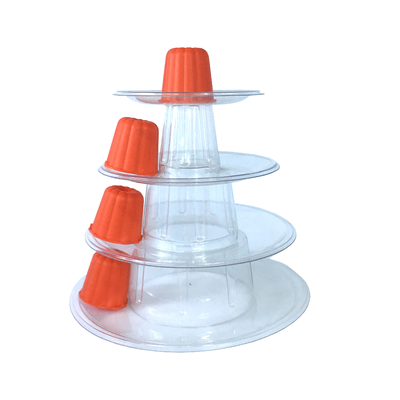 Mini plastique clair 4 niveaux Canele Tour Stand pour l'affichage Canele / macaron et décoration de gâteau