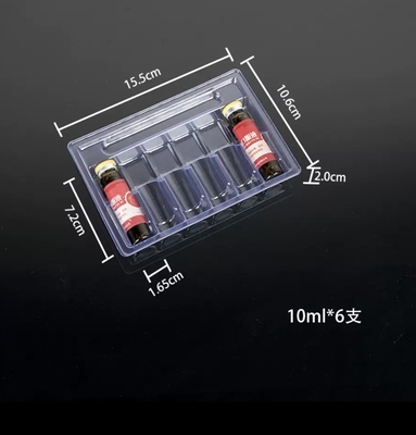 Plateau pour ampoule liquide orale de 10 ml Plateau à vide transparent en PET, emballage de 5, emballage de 10, emballage de 12