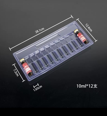 Plateau pour ampoule liquide orale de 10 ml Plateau à vide transparent en PET, emballage de 5, emballage de 10, emballage de 12