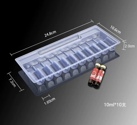 Plateau pour ampoule liquide orale de 10 ml Plateau à vide transparent en PET, emballage de 5, emballage de 10, emballage de 12
