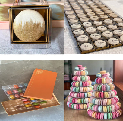 Boîte transparente à imprimer à chaud, couvercle supérieur et inférieur, support d'affichage de macarons 12 pièces