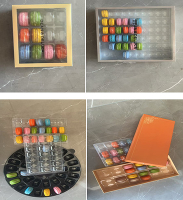 Boîte transparente à imprimer à chaud, couvercle supérieur et inférieur, support d'affichage de macarons 12 pièces