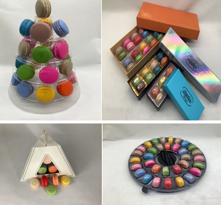 Boîte d'emballage de macarons transparente et écologique avec impression personnalisée pour cadeau et affichage