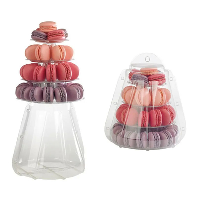 Boursouflure noire Macaron en plastique de 9 rangées empaquetant le support commode de tour de Macarons