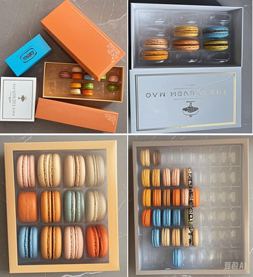 Boîte d'emballage de macarons transparente et écologique avec impression personnalisée pour cadeau et affichage