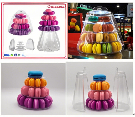 Emballage de macarons plateau de macarons boîte en papier plateau en plastique boîte cadeau de macarons carton de macarons 25 paquets
