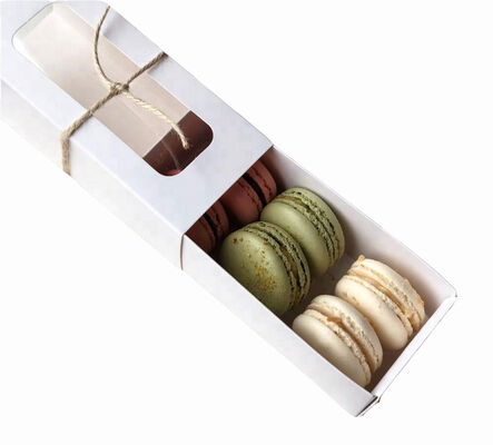 Boîte d'emballage de macarons transparente et écologique avec impression personnalisée pour cadeau et affichage