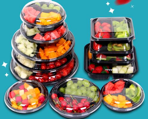 Boîte d'emballage personnalisable en PET recyclable pour fruits avec thermoscellage pour tomates et produits