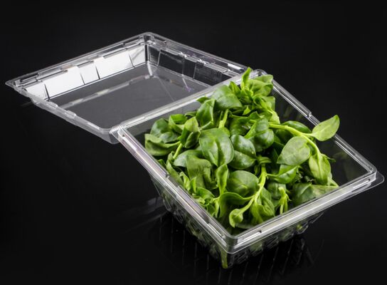Boîte d'emballage transparente recyclable et personnalisable avec étanchéité thermique pour les légumes et les fruits
