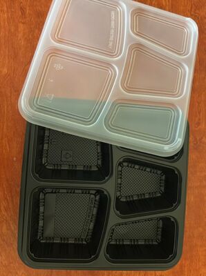Boîtes de restauration rapide, boîtes de restauration rapide jetables, boîtes de restauration rapide en PP, boîtes de restauration rapide en 5 pièces
