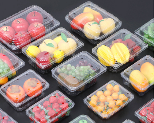 Boîte à fruits à usage unique en PET de qualité alimentaire, boîte à fruits et légumes à découper, couvercle transparent, boîte d'emballage imperméable, boîte d'emballage de supermarché