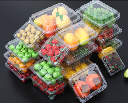 Boîtes à fruits jetables en gros avec couvercle transparent et emballage en plastique épais en ampoules pour emballage à emporter de boîtes à fruits, sur mesure