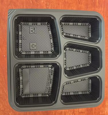 Boîtes de restauration rapide, boîtes jetables de restauration rapide en PP à 5 grilles, boîtes de restauration rapide en PP à 5 grilles, conteneurs de restauration rapide à 5 grilles