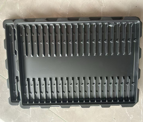 Vente en gros Plateau antistatique noir PS 40 grilles 63*14*15 pour circuit imprimé et présentoir de bijoux emballage blister